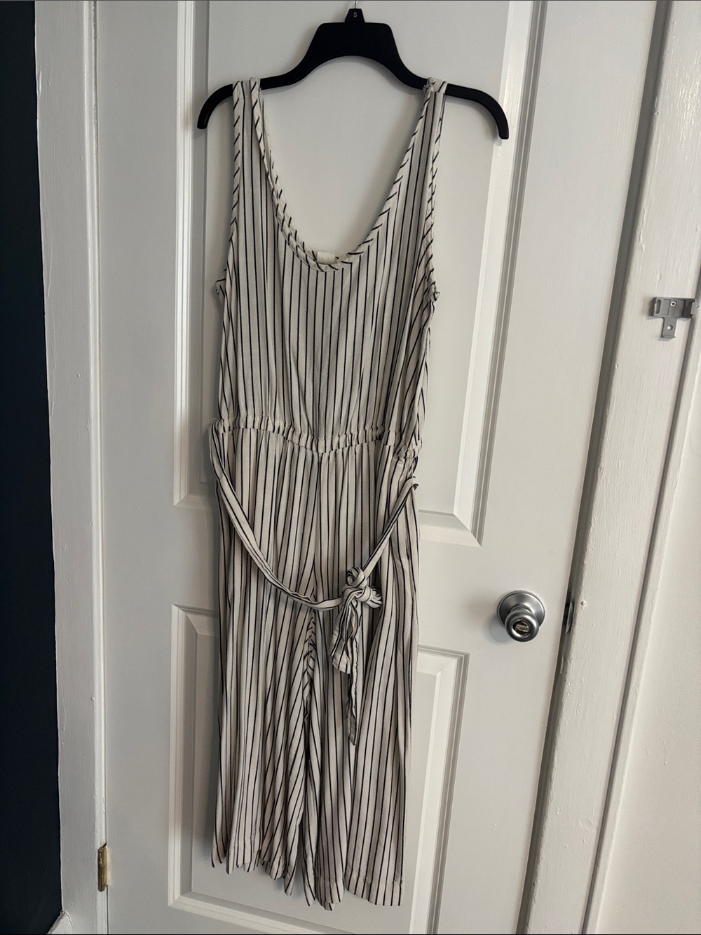 GAP Cream and Black Striped Sleeveless Jumpsuit